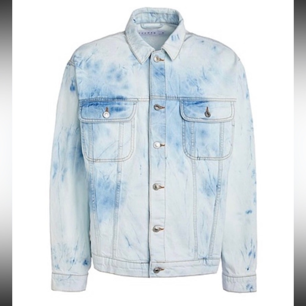 Oversized fit denim jacket in bleach spray wash